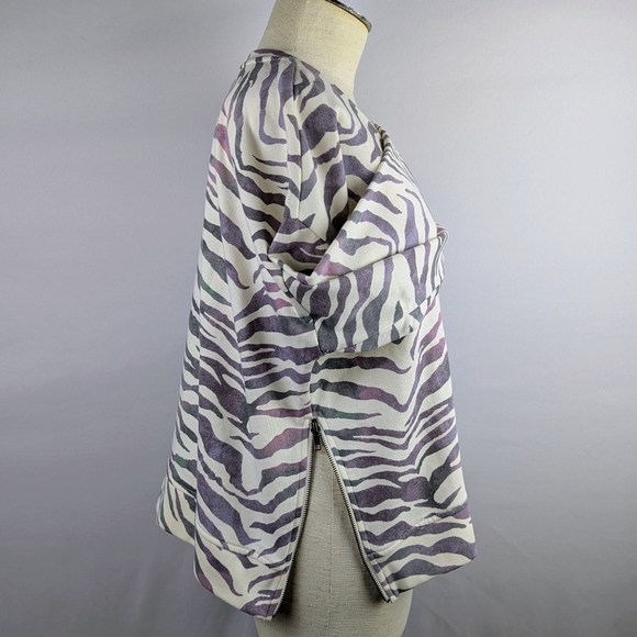 Rails Marlo Sweatshirt Tiger Print Side Zippers Cotton Poly Ivory Gradiant L NWT - Picture 8 of 16